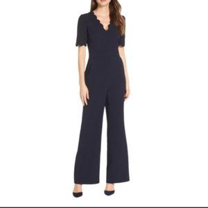 Harper Rose Women's Scalloped V-neck Jumpsuit Navy Blue - Size 8P